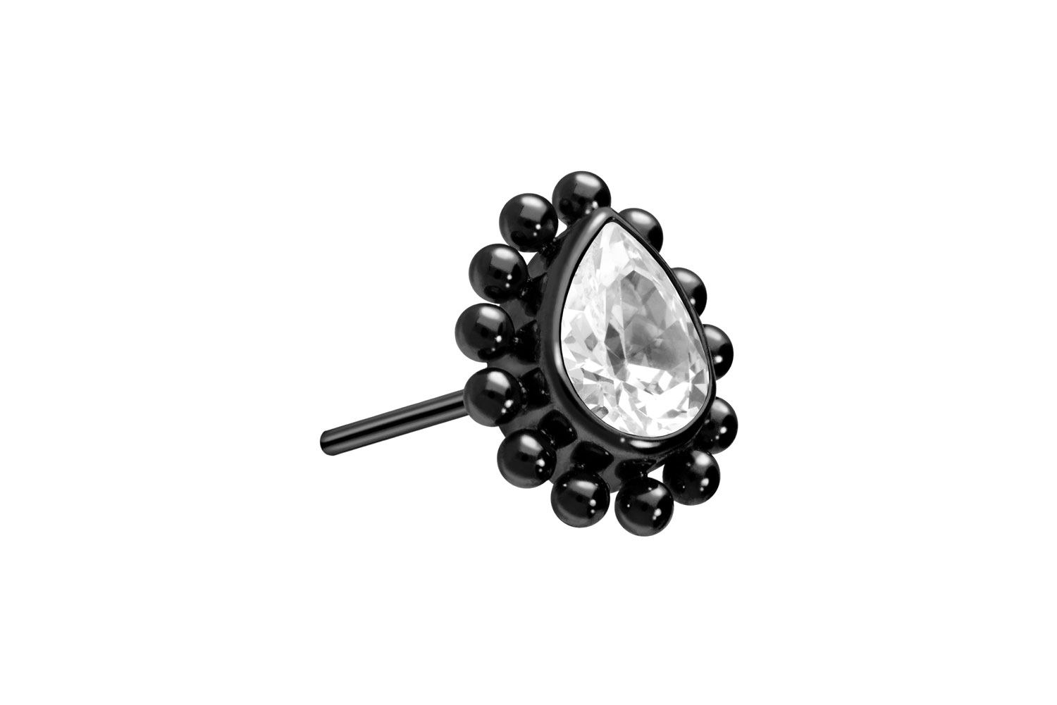 Titan Aufsatz mit Push Pin KRISTALLTROPFEN + KUGELN von Piercingline